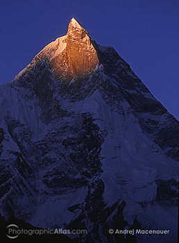 Masherbrum (7821m) v posledním slunečním svitu večer | (c) Andrej Macenauer Masherbrum (7821m) v posledním slunečním svitu večer