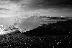 Černé pláže I černobíle, Jokulsárlón, Island