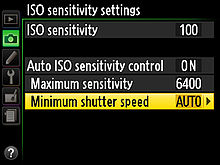 Nikon - nastavení citlivosti v menu