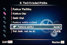 Menu ovládání