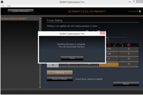 Prostředí aplikace Sigma docku Prost?ed? programu Sigma docku na lad?n? objektivu