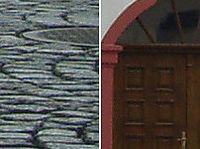 100% výřezy z označených částí obrázku