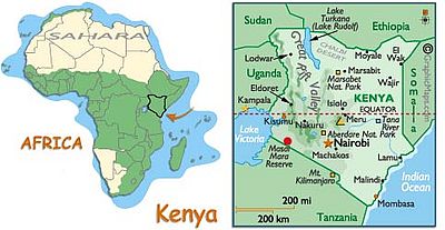 Mapa: Keňa a přírodní rezervace Masai Mara