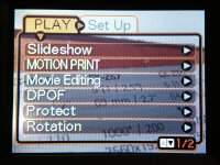 Menu při prohlížení