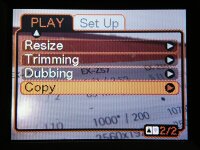 Menu při prohlížení