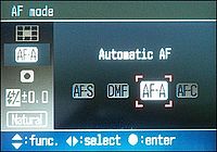 nastavení režimu AF