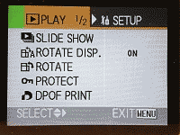 Menu při prohlížení