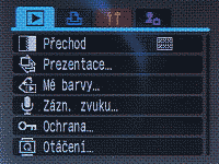 Menu při přehrávání