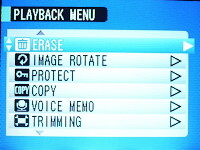 Menu při přehrávání