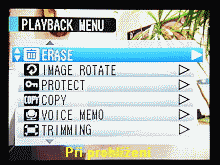 Menu při prohlížení
