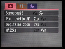 Menu v režimu video | © Petr Koritina Menu v režimu video