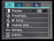 Menu při prohlížení Menu při prohlížení