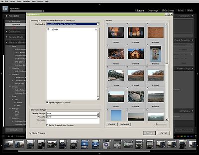 Okno importu Okno importu