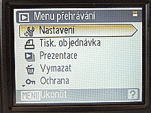Menu při prohlížení Menu při prohlížení