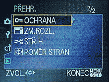 Menu při přehrávání