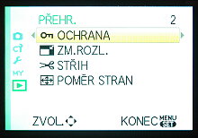 Menu pro přehrávání
