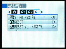 Nastavení a menu