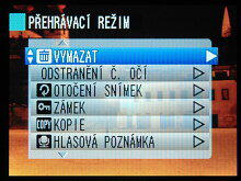 Menu při přehrávání