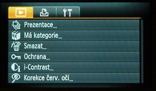 Menu při přehrávání