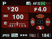 LCD v režimu focení