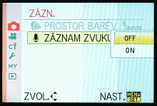 Menu - funkce pro focení