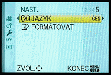 Setup - nastavení fotoaparátu