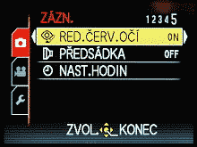 Menu záznamu