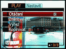 Menu v režimu prohlížení