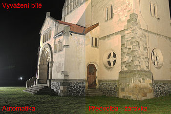 Obrázek č. 8 - Zkušební noční scéna při ISO 100 a různém vyvážení bílé barvy | (c) Michal Kupsa Obrázek č. 8 - Zkušební noční scéna při ISO 100 a různém vyvážení bílé barvy