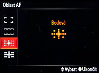 Výběr oblasti AF při vypnutém LV