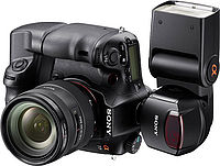 A77 s externím bleskem