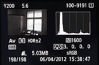 Informace o fotce, histogram