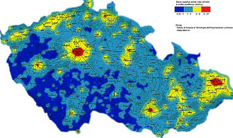 Mapa světelného znečištění České republiky Mapa světelného znečištění České republiky