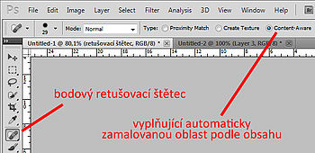 Photoshop - bodový retušovací štětec