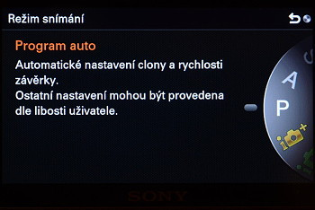 Režim snímání Programová automatika