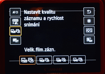Canon - nastavení videa