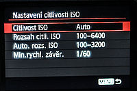 Nastavení Auto ISO