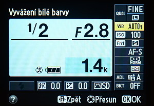 Menu po stisku I