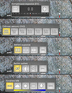 možná nastavení při fotografování