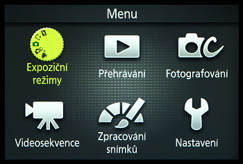 Menu fotoaparátu