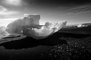 Černé pláže I černobíle, Jokulsárlón, Island 