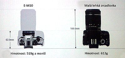 Srovnaní velikosti E-M10 se zrcadlovkou