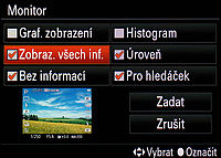 Výber zobrazení pro LCD