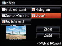 Výběr zobrazení pro hledáček