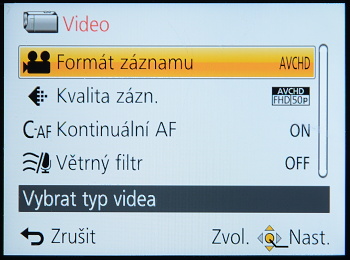 Nastavení videa | © Petr Koritina Nastavení videa